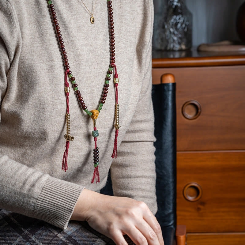 Buddha Stones Tibet naturale 108 Mala perline viola Bodhi Seed Hetian ciano giada rame Dorje braccialetto della pace