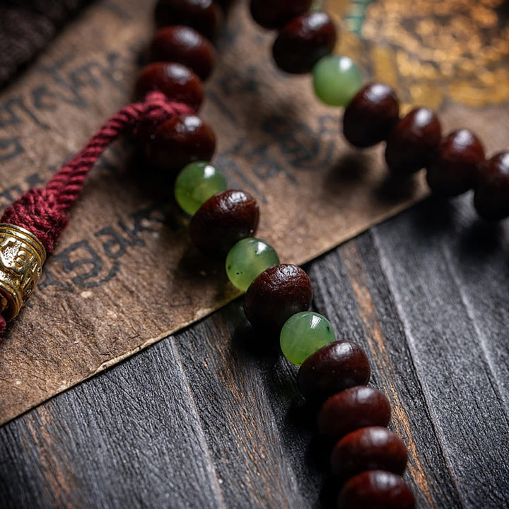 Buddha Stones Tibet naturale 108 Mala perline viola Bodhi Seed Hetian ciano giada rame Dorje braccialetto della pace