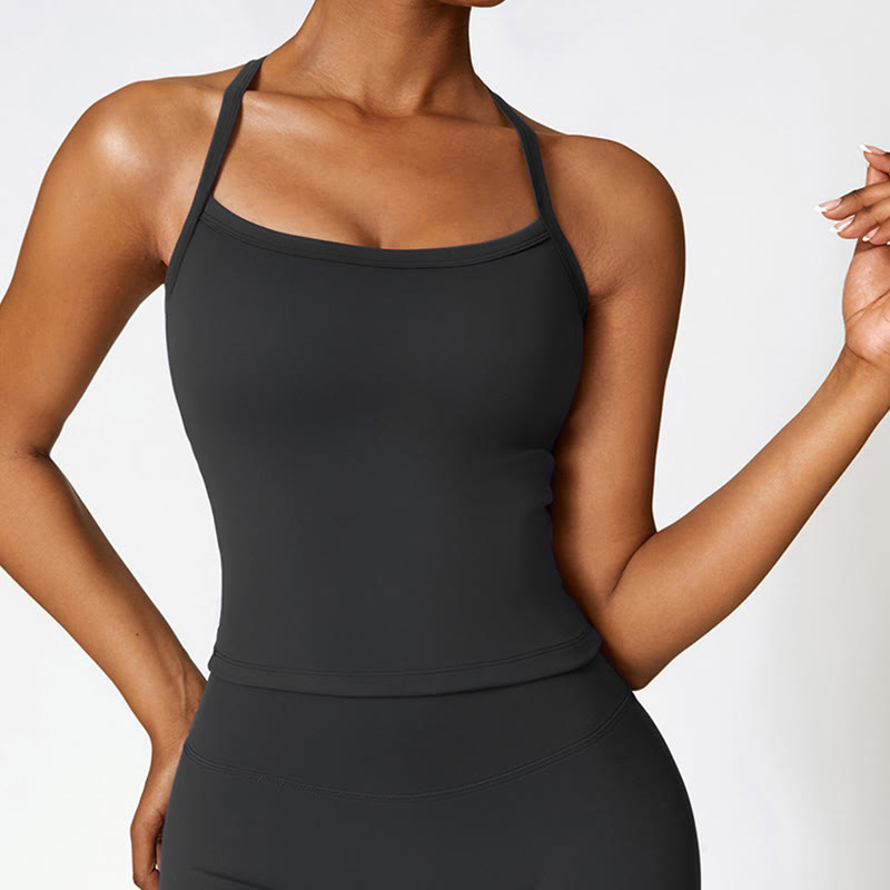 Canotta corta tinta unita Buddha Stones , pantaloncini a vita alta, abbigliamento sportivo per palestra e yoga - image 17