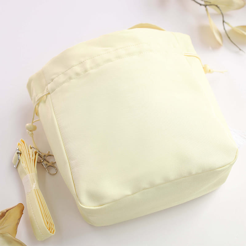 Borsa a tracolla in cotone e lino con ricamo a forma di Buddha Stones, osmanto, peonia, uva, gatto, borsa a tracolla