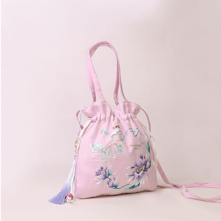 Buddha Stones Suzhou Ricamo Loto Cervo Epiphyllum Peonia Coniglio Cotone Lino Tote Borsa A Tracolla Borsa A Tracolla Borsa A Mano - image 13