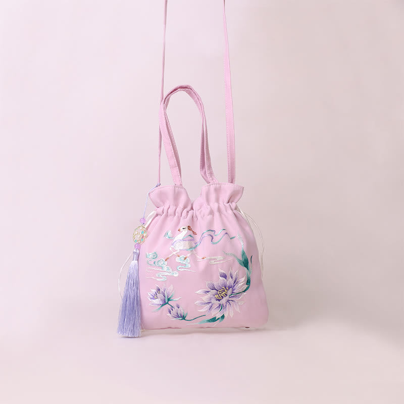 Buddha Stones Suzhou Ricamo Loto Cervo Epiphyllum Peonia Coniglio Cotone Lino Tote Borsa A Tracolla Borsa A Tracolla Borsa A Mano - image 14