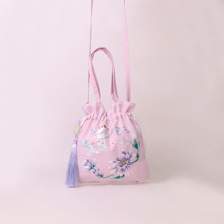 Buddha Stones Suzhou Ricamo Loto Cervo Epiphyllum Peonia Coniglio Cotone Lino Tote Borsa A Tracolla Borsa A Tracolla Borsa A Mano - image 14