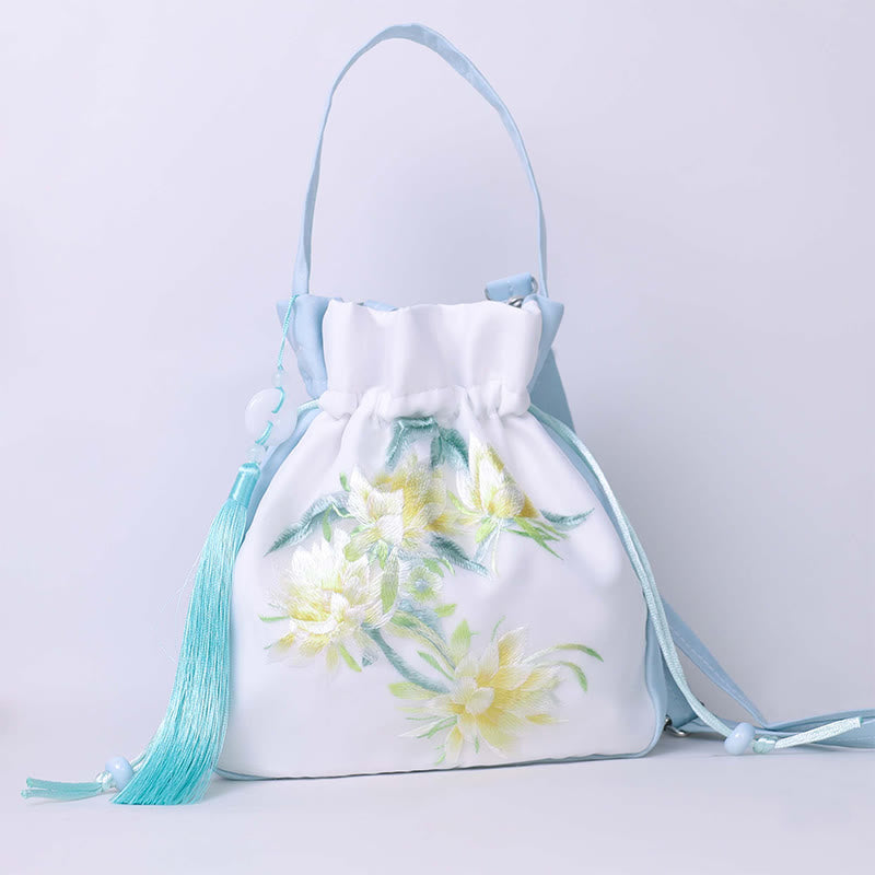 Buddha Stones Suzhou Ricamo Coniglio Loto Epiphyllum Peonia Magnolia Tote Borsa a tracolla Borsa a tracolla Borsa a mano