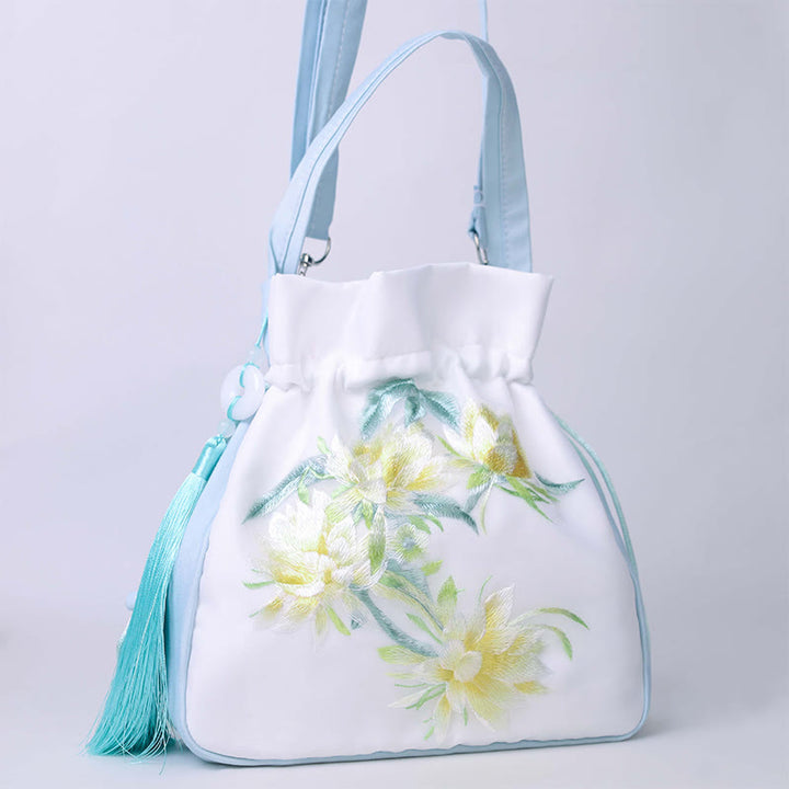 Buddha Stones Suzhou Ricamo Coniglio Loto Epiphyllum Peonia Magnolia Tote Borsa a tracolla Borsa a tracolla Borsa a mano