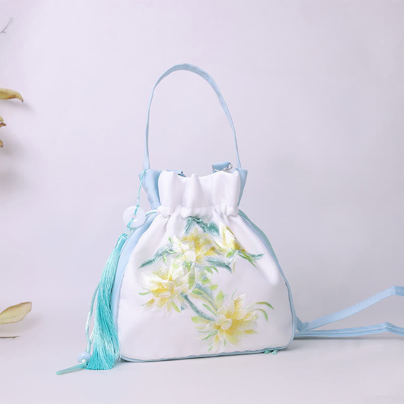 Buddha Stones Suzhou Ricamo Coniglio Loto Epiphyllum Peonia Magnolia Tote Borsa a tracolla Borsa a tracolla Borsa a mano