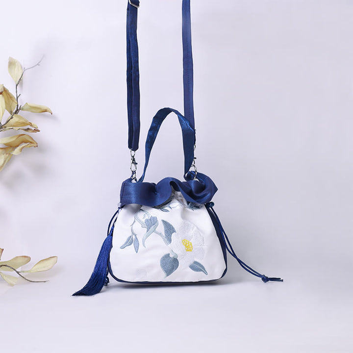 Buddha Stones Suzhou Ricamo Camelia Magnolia Peonia Loto Seta Tote Borsa a Tracolla Borsa a Tracolla Borsa a Mano