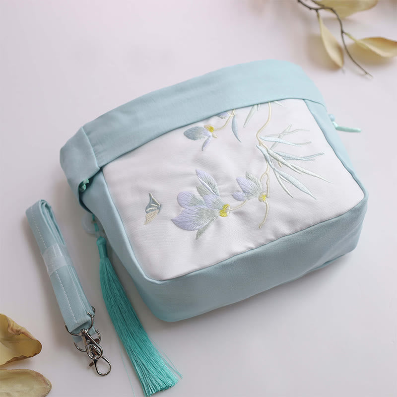 Buddha Stones Suzhou Ricamo Lotus Epiphyllum Magnolia Cotone Lino Tote Borsa A Tracolla Borsa A Mano