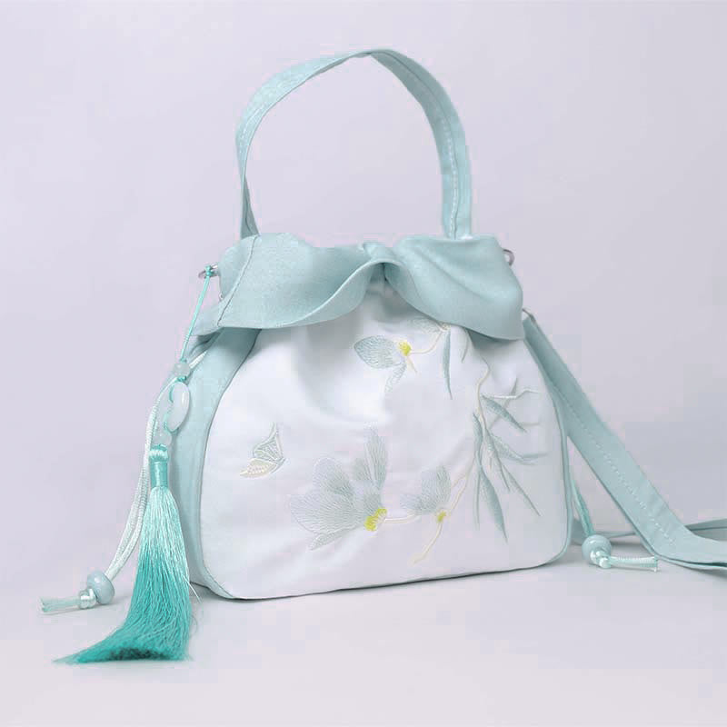 Buddha Stones Suzhou Ricamo Lotus Epiphyllum Magnolia Cotone Lino Tote Borsa A Tracolla Borsa A Mano