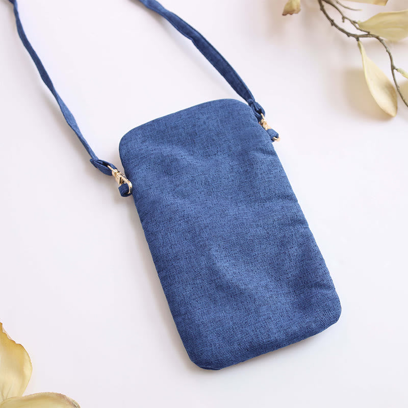 Borsa a tracolla con piccoli fiori ricamati Buddha Stones Borsa a tracolla Borsa per cellulare 11*20cm