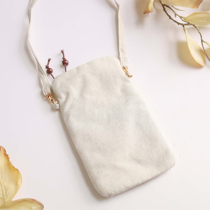 Borsa a tracolla con piccoli fiori ricamati Buddha Stones Borsa a tracolla Borsa per cellulare 11*20cm