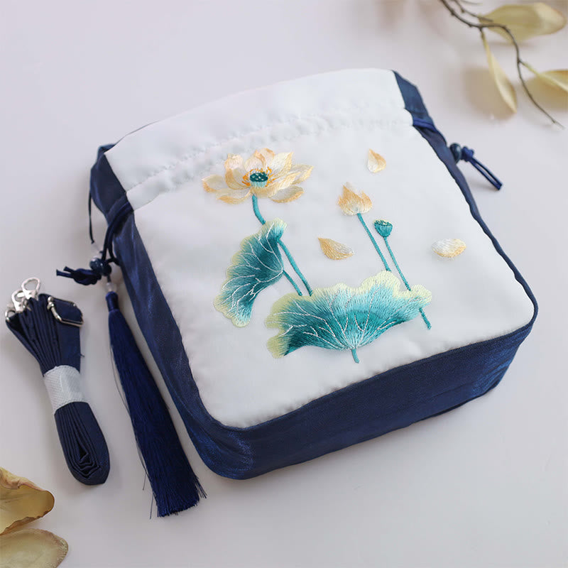 Buddha Stones Suzhou Ricamo Coniglio Loto Epiphyllum Peonia Magnolia Tote Borsa a tracolla Borsa a tracolla Borsa a mano
