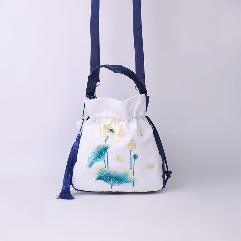 Buddha Stones Suzhou Ricamo Coniglio Loto Epiphyllum Peonia Magnolia Tote Borsa a tracolla Borsa a tracolla Borsa a mano