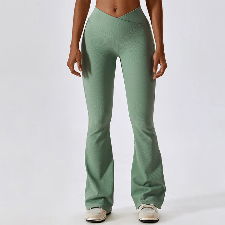 Canotta senza maniche Buddha Stones Crop Pantaloni svasati Sport Fitness Yoga - Verde - Pantaloni - XL - image 30