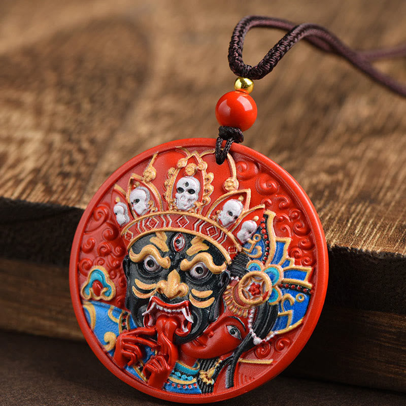 Collana con ciondolo di benedizione in cinabro dipinto con Buddha Stones, dea della ricchezza, Zakiram