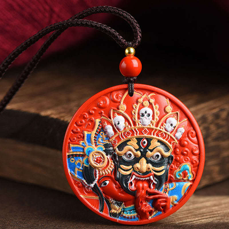 Collana con ciondolo di benedizione in cinabro dipinto con Buddha Stones, dea della ricchezza, Zakiram