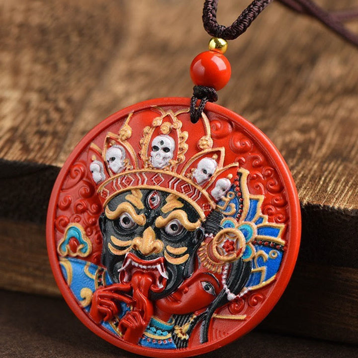 Collana con ciondolo di benedizione in cinabro dipinto con Buddha Stones, dea della ricchezza, Zakiram