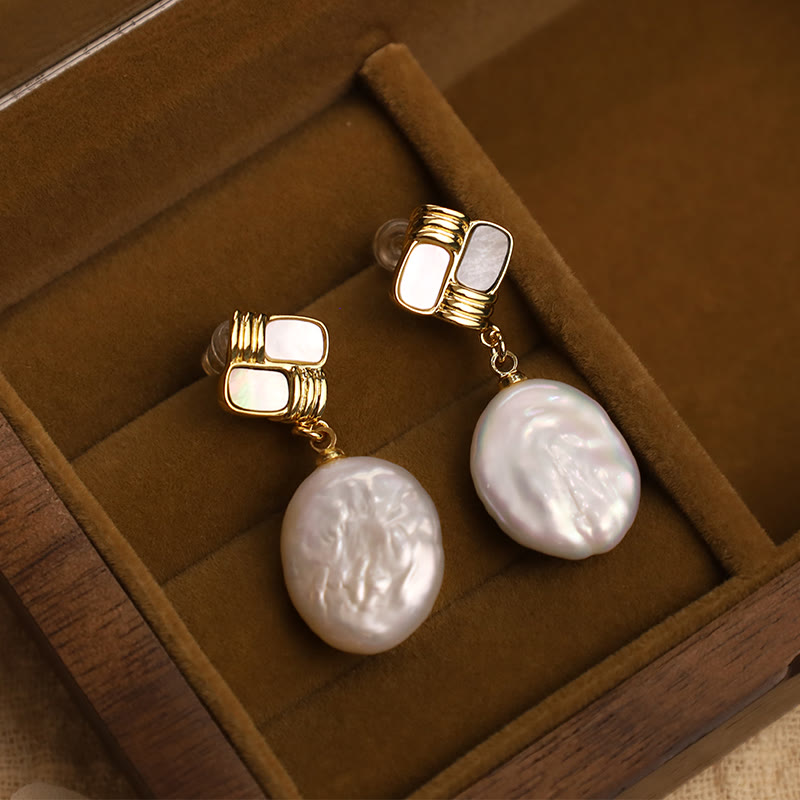 Orecchini pendenti con perle barocche naturali placcate in oro e argento sterling 925 Buddha Stones - image 7