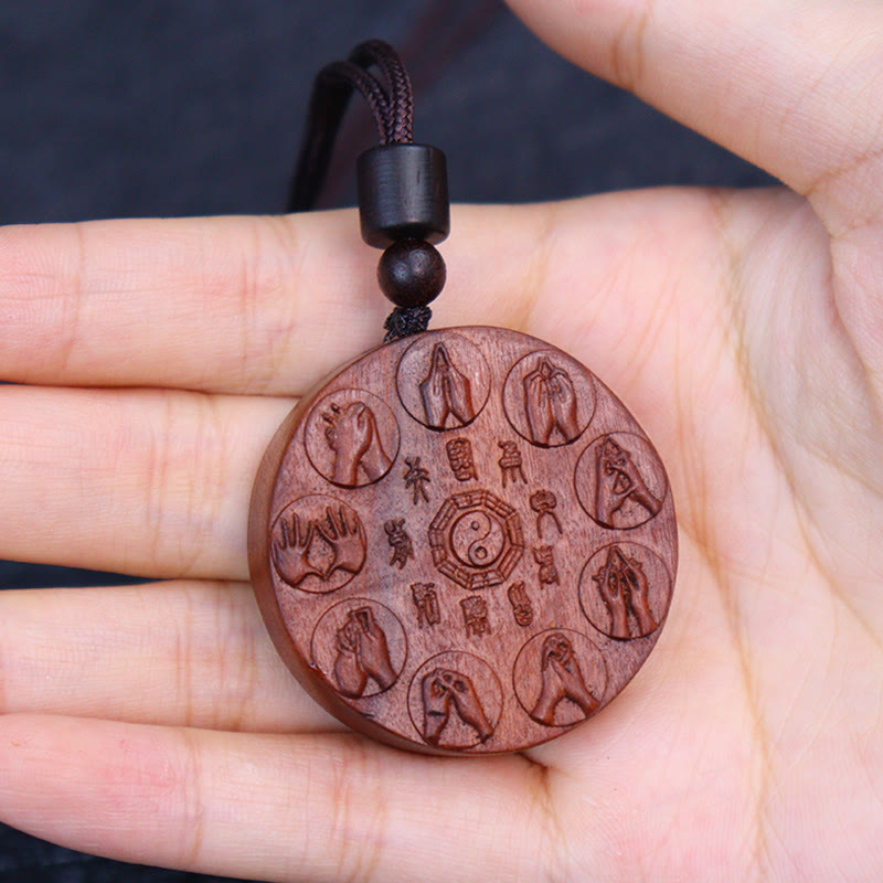 Buddha Stones Fulmine Colpito Legno di Giuggiola Yin Yang Bagua Montagna Fantasmi Spendere Soldi Protezione Collana Pendente