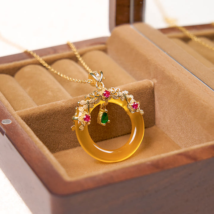Collana con Buddha Stones, calcedonio verde, fibbia della pace, forza