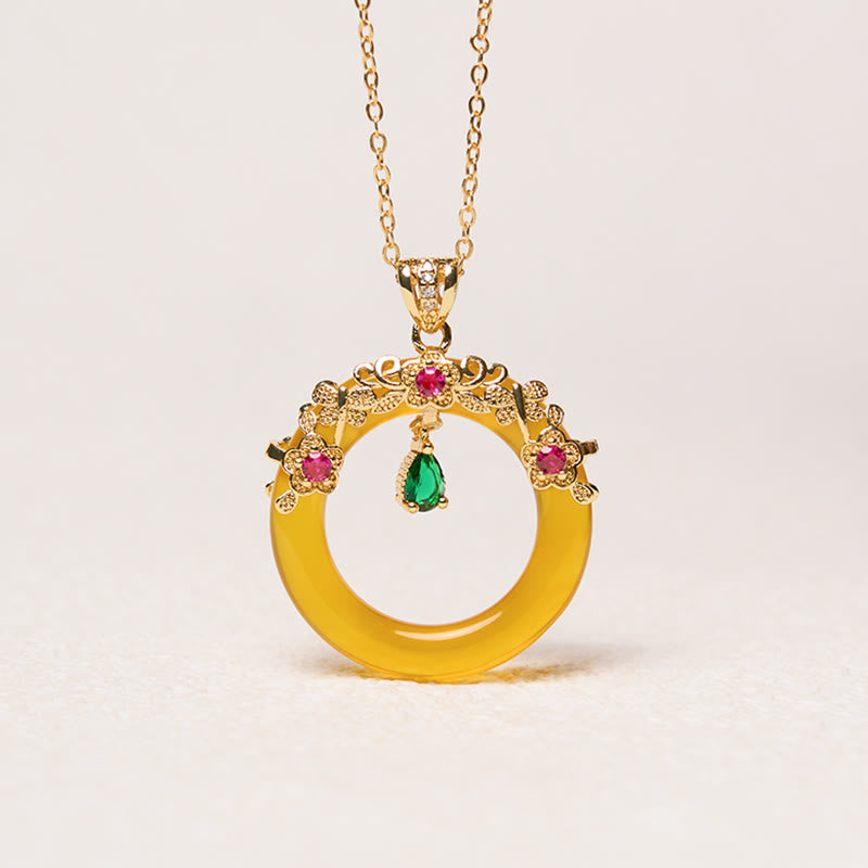 Collana con Buddha Stones, calcedonio verde, fibbia della pace, forza