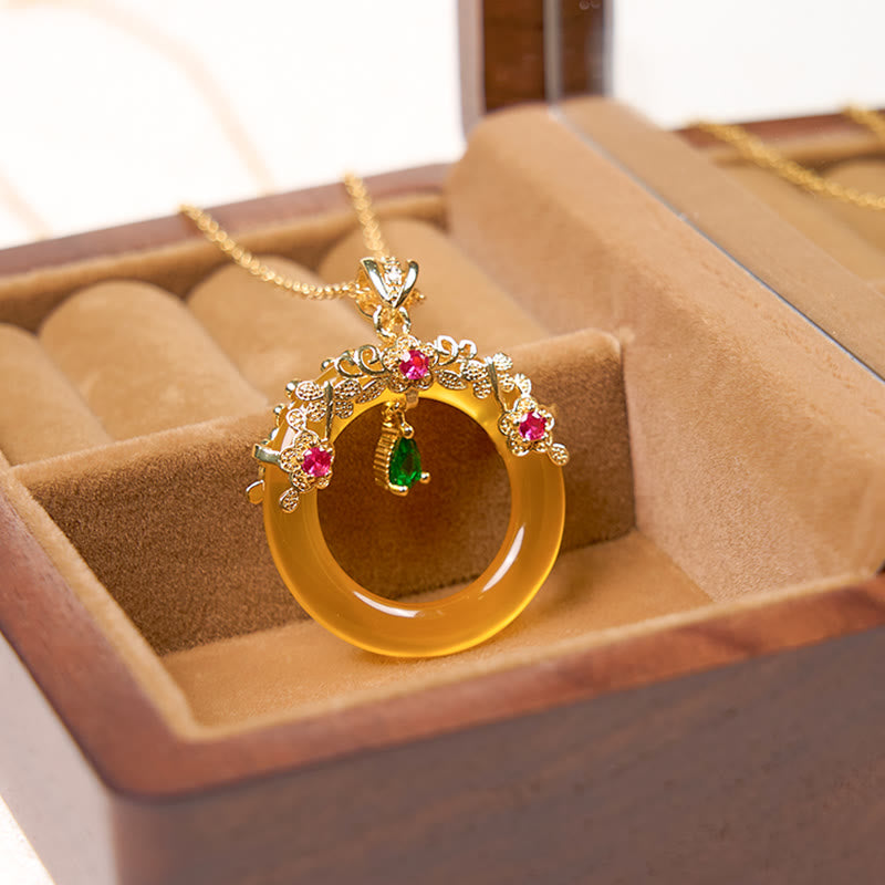 Collana con Buddha Stones, calcedonio verde, fibbia della pace, forza
