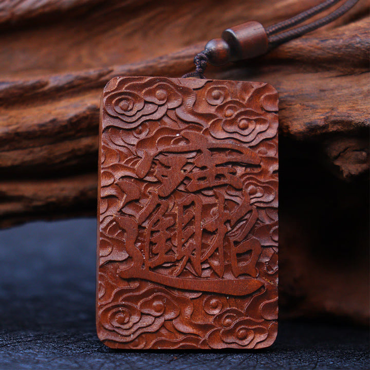 Buddha Stones Naturale Fulmine Colpito Giuggiola Legno PiXiu Moneta di Rame Collana Pendente Portafortuna