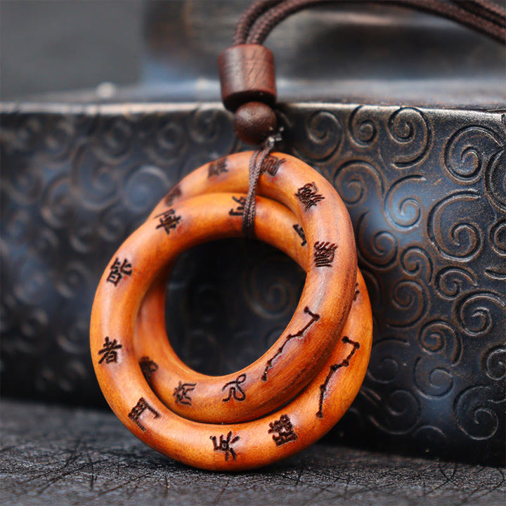 Buddha Stones Fulmine Legno di Giuggiola Anello Taoista Yin Yang Cerchio Qiankun Collana Pendente Tabù della Fortuna di Leizu