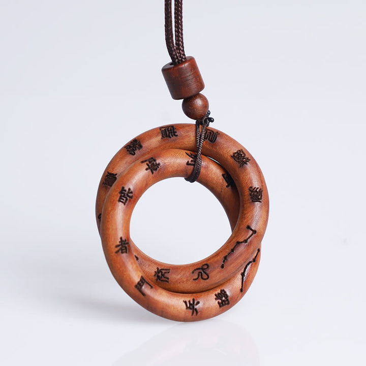 Buddha Stones Fulmine Legno di Giuggiola Anello Taoista Yin Yang Cerchio Qiankun Collana Pendente Tabù della Fortuna di Leizu