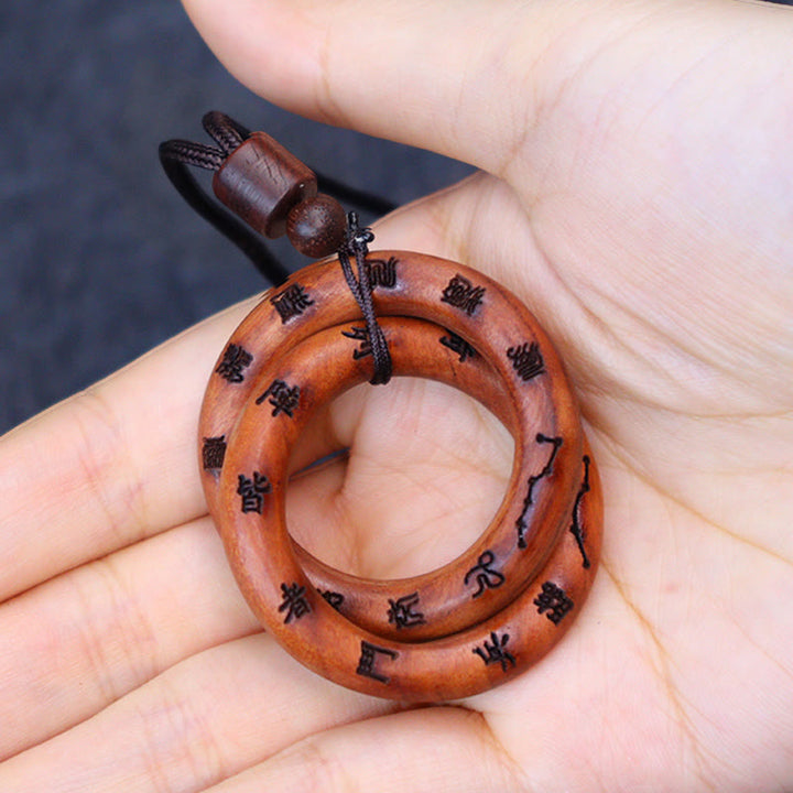 Buddha Stones Fulmine Legno di Giuggiola Anello Taoista Yin Yang Cerchio Qiankun Collana Pendente Tabù della Fortuna di Leizu