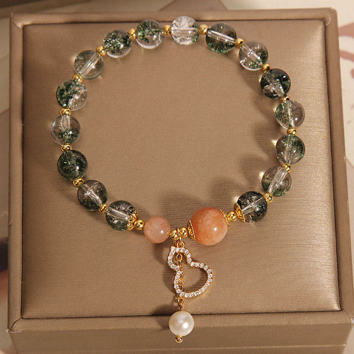 Braccialetto di fiducia con ciondolo zucca fantasma verde Buddha Stones
