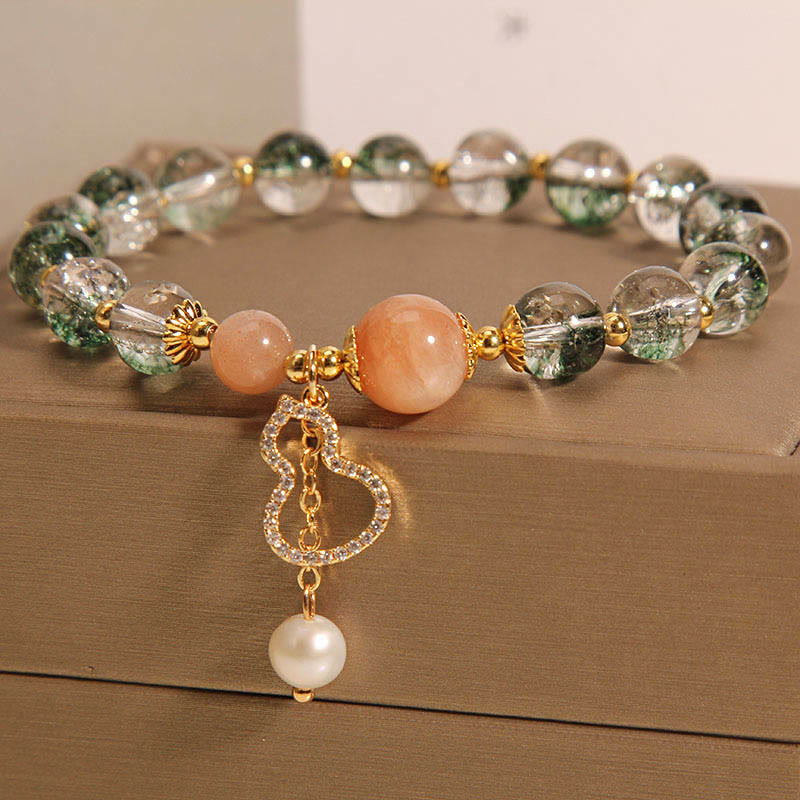 Braccialetto di fiducia con ciondolo zucca fantasma verde Buddha Stones