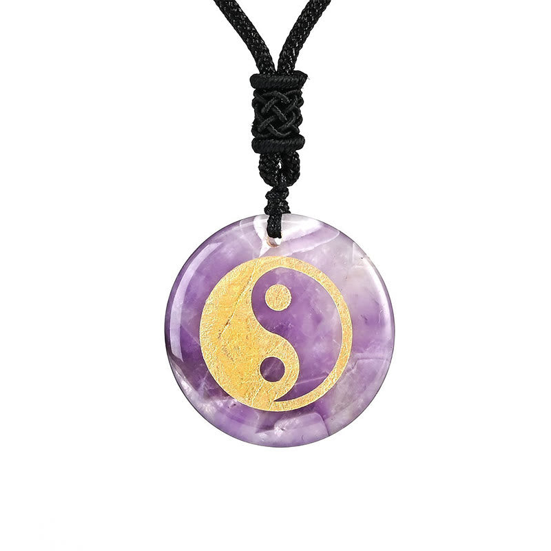 Buddha Stones Vari cristalli Ametista Occhio di tigre Avventurina verde Yin Yang Collana pendente spirituale