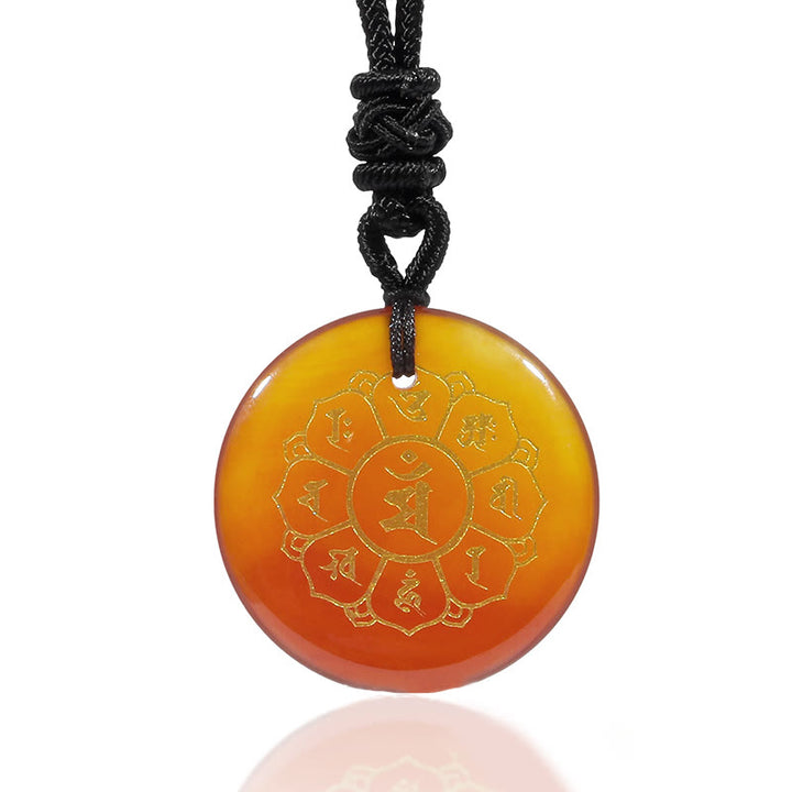 Buddha Stones Om Mani Padme Hum Naturale Vari Cristallo Ossidiana Nera Forza Collana Pendente - image 27