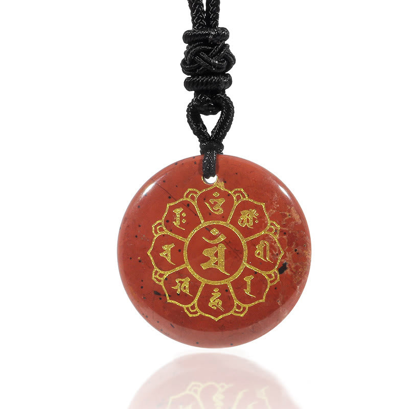 Buddha Stones Om Mani Padme Hum Naturale Vari Cristallo Ossidiana Nera Forza Collana Pendente - image 22