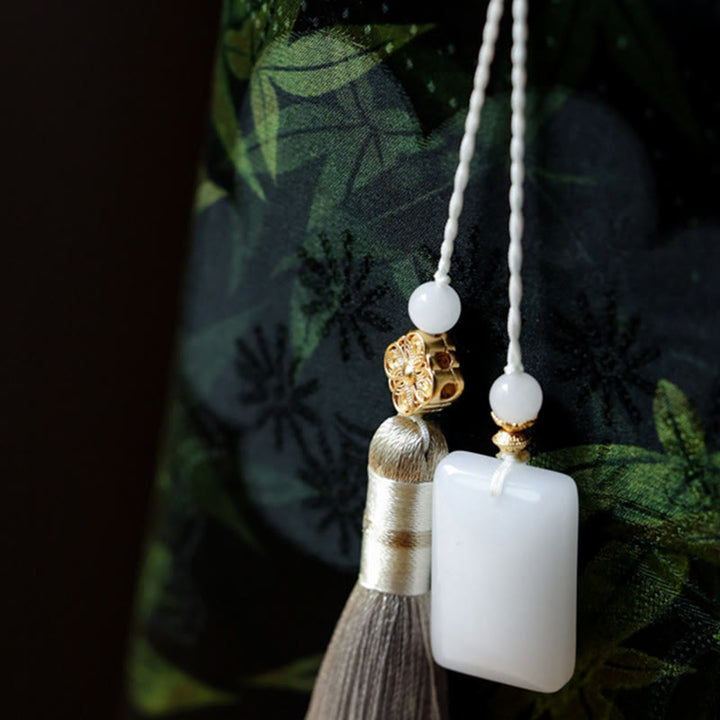 Buddha Stones Foglie di bambù Farfalla Pesce Koi Manici di bambù Borsa