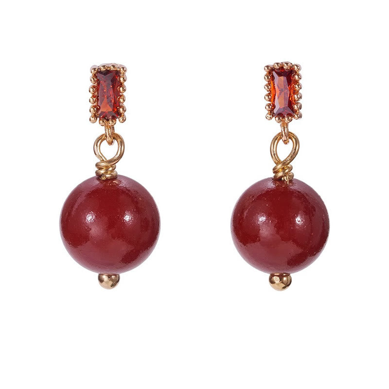Orecchini Buddha Stones 925 Sterling Silver Post 14K Gold Filled Cinnabar Bead Zircone Calma - image 8