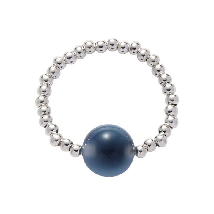 Anello con perline curative in agata blu caramellata in argento sterling 925 Buddha Stones - image 11