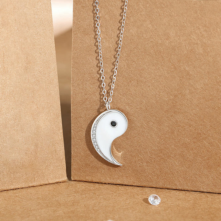 Collana pendente con simbolo Yin Yang in argento sterling 925 con Buddha Stones ciondolo armonioso - Bianco - image 5