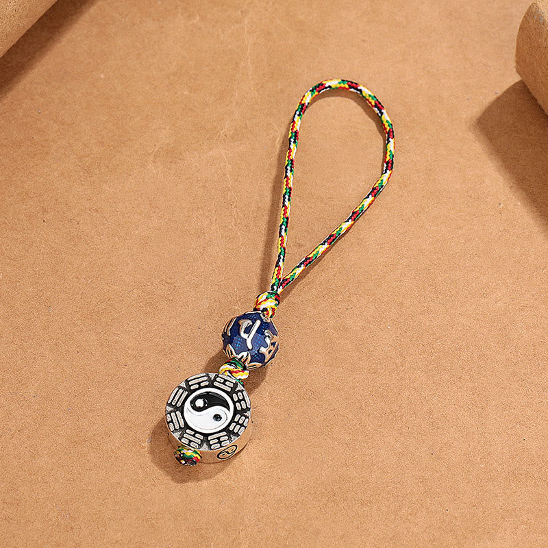 Portachiavi con Buddha Stones Yin Yang, simbolo Om Mani Padme Hum Bagua, in rame