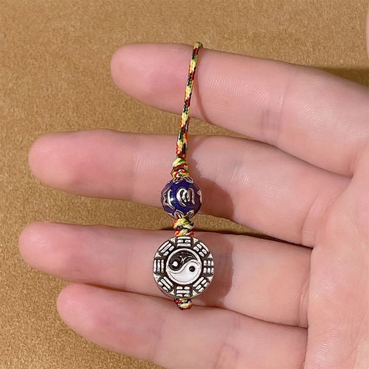 Portachiavi con Buddha Stones Yin Yang, simbolo Om Mani Padme Hum Bagua, in rame