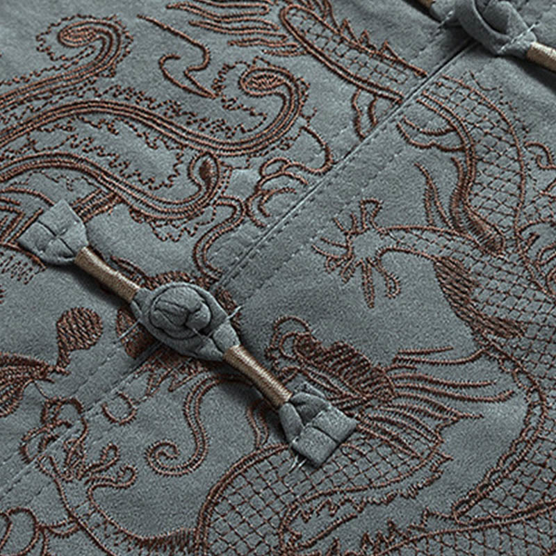 Buddha Stones Dragon Fu Character Tang Suit Camicia a maniche corte tradizionale Pantaloni a gamba larga Abbigliamento da uomo Set - image 7