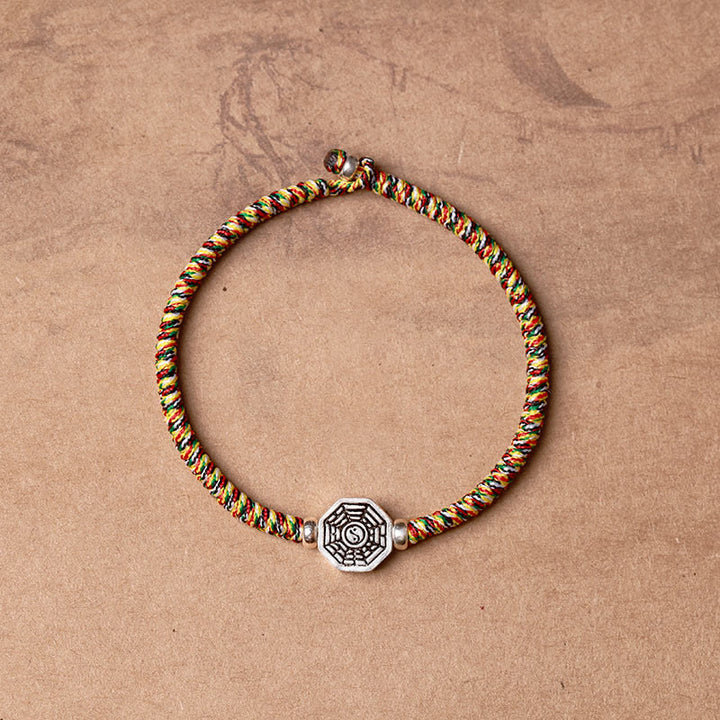 Braccialetto di concentrazione in corda di cinabro con simbolo Yin Yang Bagua in argento sterling 925 Buddha Stones - corda colorata - 23 cm - image 13