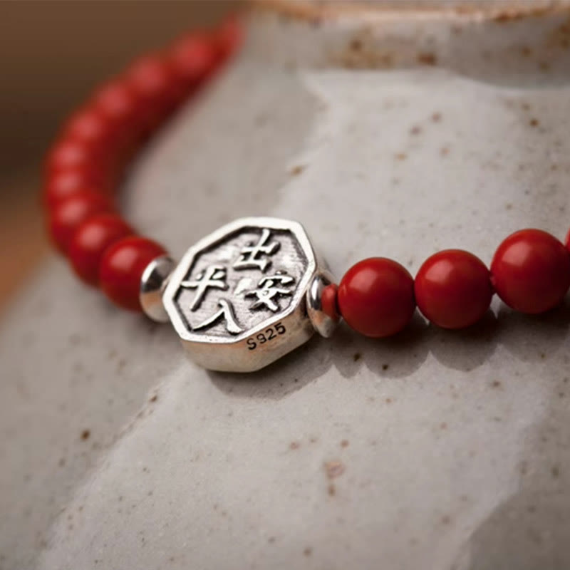 Braccialetto di concentrazione in corda di cinabro con simbolo Yin Yang Bagua in argento sterling 925 Buddha Stones - image 19