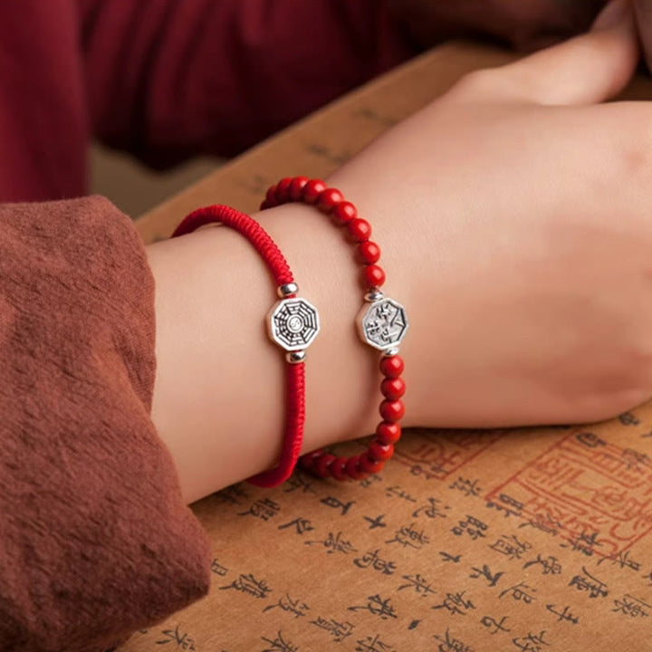 Braccialetto di concentrazione in corda di cinabro con simbolo Yin Yang Bagua in argento sterling 925 Buddha Stones - image 7