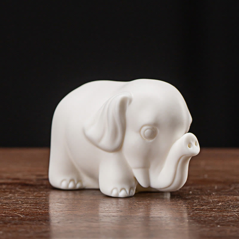 Statua di elefante piccolo Buddha Stones porcellana bianca ceramica forza decorazione scrivania casa - image 1