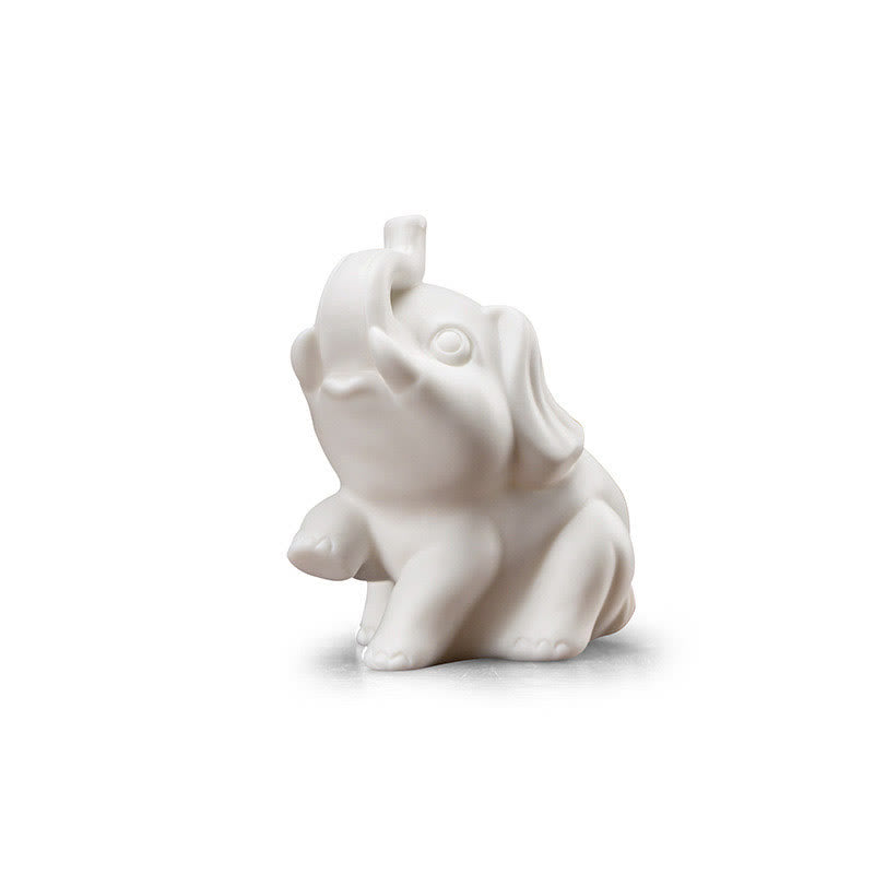 Statua di elefante piccolo Buddha Stones porcellana bianca ceramica forza decorazione scrivania casa - image 12