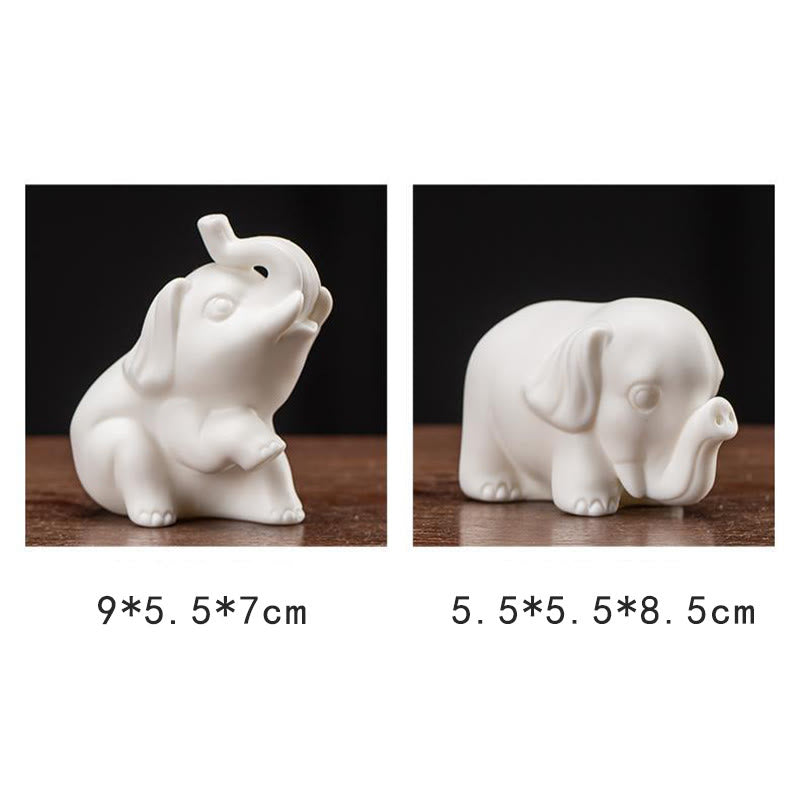 Statua di elefante piccolo Buddha Stones porcellana bianca ceramica forza decorazione scrivania casa - image 14