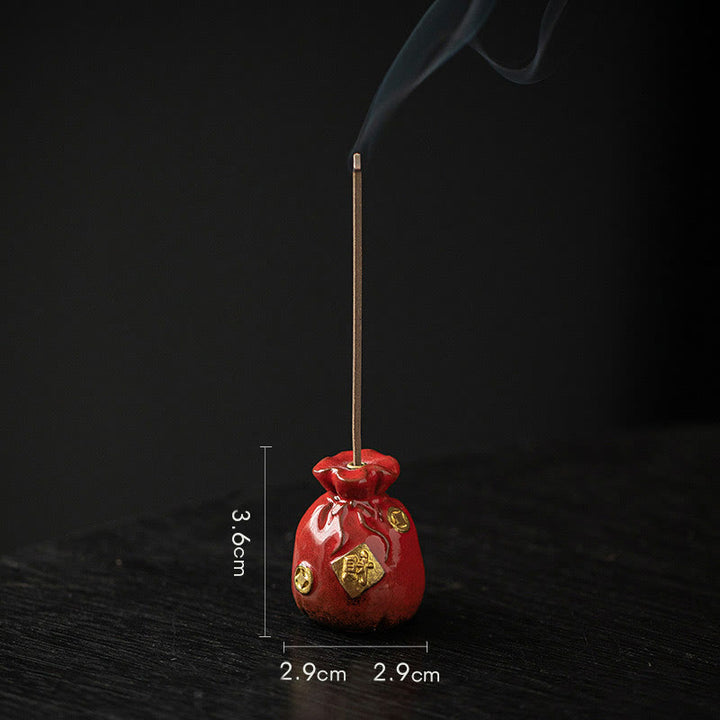 Buddha Stones Piccola ciotola del tesoro Sacchetto fortunato Vassoio Bagua Bastoncino di ceramica curativo Bruciatore di incenso Decorazione