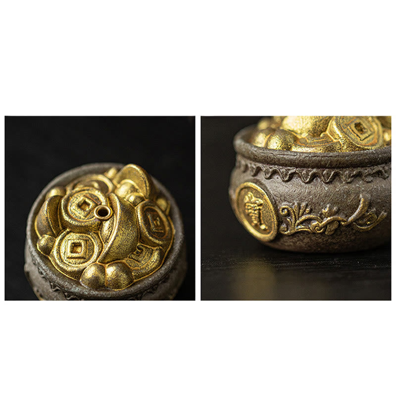 Buddha Stones Piccola ciotola del tesoro Sacchetto fortunato Vassoio Bagua Bastoncino di ceramica curativo Bruciatore di incenso Decorazione